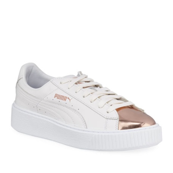 Puma Shoes - Puma Basket Metallic Low-Top Platform Sneakers